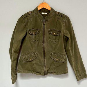 Maurices Army Green Utility Jacket Grommets Size Medium